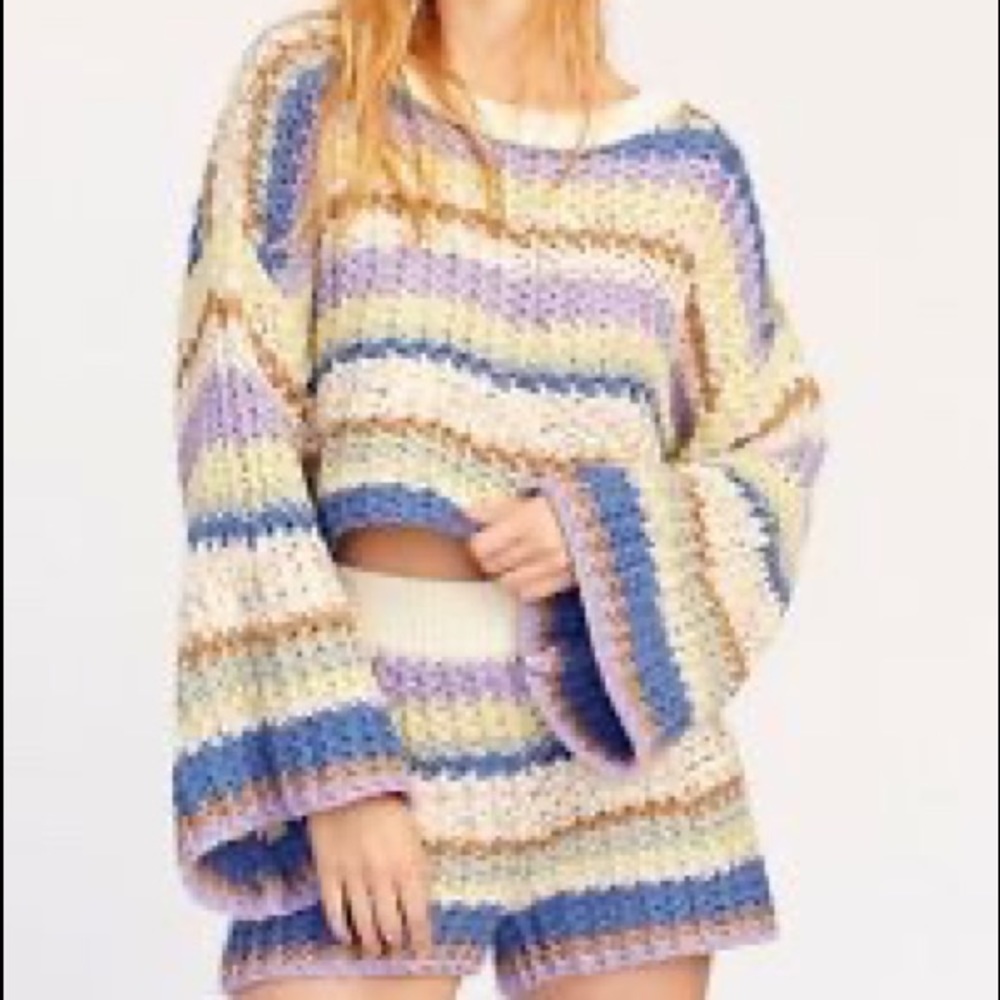 Free People Two Piece Sweater and Short resort Set